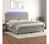 vidaXL Sommier à lattes - Gris clair avec LED 200x200 cm