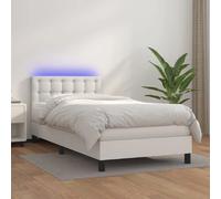 vidaXL Sommier à lattes LED - Blanc 90x190cm similicuir