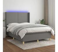 VIDAXL Sommier à lattes matelas et LED, 140x200 cm - Gris foncé