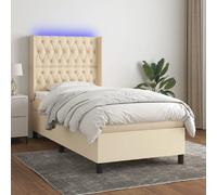 VIDAXL Sommier à Lattes Matelas et LED - Crème