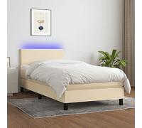 VIDAXL Sommier à lattes, Matelas et LED - Crème 90x190 cm