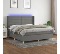 VIDAXL Sommier à Lattes Matelas et LED - Gris Foncé