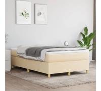 vidaXL Lit à sommier tapissier avec matelas Crème 120x200 cm Tissu