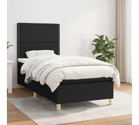 vidaXL Sommier et matelas 100x200 - Tissu noir