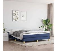 vidaXL Lit à sommier tapissier avec matelas Bleu 160x200 cm Tissu