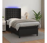 vidaXL Sommier et matelas LED 90x190 cm - Similicuir noir