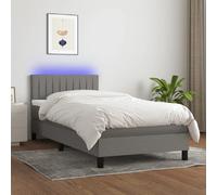 vidaXL Sommier LED et matelas - Gris foncé - 100x200 cm