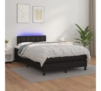 vidaXL Sommier lit LED Noir 120x200 Similicuir