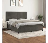 VIDAXL Sommier & Matelas 180x200 cm - Velours Gris foncé