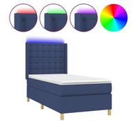 vidaXL Sommier tapissier avec matelas et LED Bleu 140x200 cm Tissu