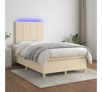 vidaXL Sommier tapissier avec matelas et LED Crème 120x200 cm Tissu