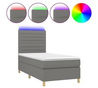 vidaXL Sommier tapissier avec matelas et LED Gris foncé 80x200cm Tissu