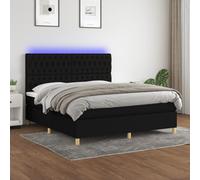 vidaXL Sommier tapissier avec matelas et LED Noir 160x200 cm Tissu