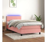 vidaXL Sommier tapissier avec matelas et LED Rose 80x200 cm Velours