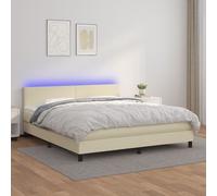 vidaXL Sommier tapissier et matelas et LED Crème 160x200 cm Similicuir Multicolore