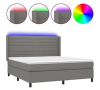 vidaXL Sommier tapissier et matelas et LED Gris foncé 160x200 cm Tissu