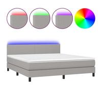 vidaXL Sommier tapissier matelas et LED Gris clair 160x200 cm Tissu