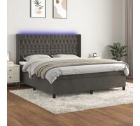 vidaXL Sommier tapissier matelas et LED Gris foncé 160x200 cm Velours