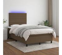 vidaXL Sommier tapissier matelas et LED Marron foncé 120x200 cm Tissu