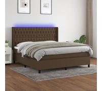 vidaXL Sommier tapissier matelas et LED Marron foncé 160x200 cm Tissu