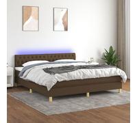 vidaXL Sommier tapissier matelas et LED Marron foncé 160x200 cm Tissu
