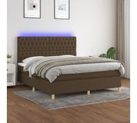 vidaXL Sommier tapissier matelas et LED Marron foncé 160x200 cm Tissu