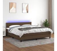 vidaXL Sommier tapissier matelas et LED Marron foncé 160x200 cm Tissu