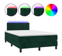 vidaXL Sommier tapissier matelas et LED Vert foncé 120x200 cm Velours