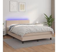 vidaXL Sommier tapissier matelas LED Cappuccino 140x190 cm Similicuir