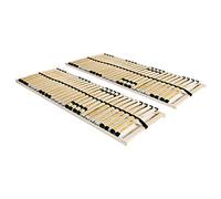 vidaXL Sommiers à lattes 2 pcs 70x200 cm - 28 lattes 7 zones - sans matelas - Beige