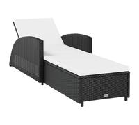 vidaXL Sonnenliege mit Cremeweißer Auflage Poly Rattan Schwarz