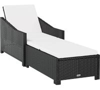 vidaXL Sonnenliege mit Cremeweißer Auflage Poly Rattan Schwarz
