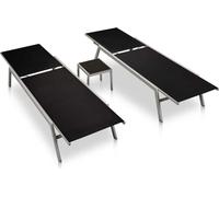 vidaXL Sonnenliegen 2 Stk. mit Tisch Stahl und Textilene Schwarz