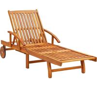 vidaXL Sonnenliegen 2 Stk. mit Tisch und Auflagen Massivholz Akazie
