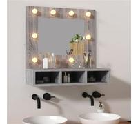 vidaXL Armoire à miroir avec LED Sonoma gris 60x31,5x62 cm