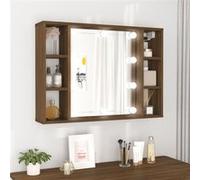 vidaXL Armoire à miroir 820447 avec LED – Chêne marron 76x15x55 cm