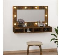 vidaXL Armoire à miroir LED chêne fumé 90x31,5x62cm