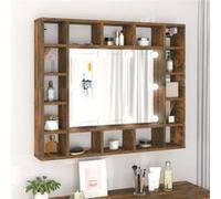vidaXL Armoire à miroir avec LED Chêne fumé 91x15x76,5 cm