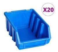 Bacs de rangement empilables 20 pcs bleu plastique