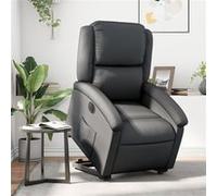 vidaXL stoel électrique echt leernoir Noir G