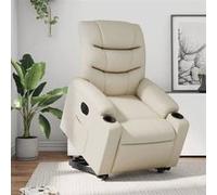 vidaXL Fauteuil inclinable électrique - Chaise de relaxation avec dossier et accoudoirs - Crème