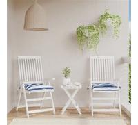 vidaXL Stoelkussens 2 st gestreept 40x40x7 cm stof wit en blauw361486 Multicolore G