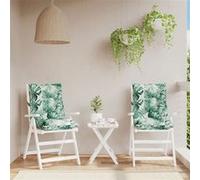 vidaXL Lot de 2 Coussins de Chaise à Dossier Bas, Galette de Siège Imperméable, Coussin d'Extérieur Anti-Glissement Jardin Terrasse, Modèle de Feuille