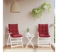 vidaXL Lot de 2 Coussins de Chaise à Dossier Bas, Galette de Siège Imperméable, Coussin d'Extérieur Anti-Glissement Jardin Terrasse, Rouge Bordeaux