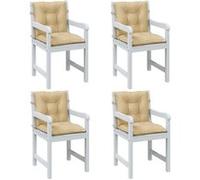 Stoelkussens 4 st lage rug 100x50x7 cm stof gemÃªleerd beige4002389
