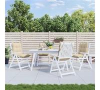 vidaXL Lot de 4 Coussins de Chaise à Dossier Bas, Galette de Siège Imperméable, Coussin d'Extérieur Anti-Glissement Jardin Terrasse, Beige Tissu Oxford