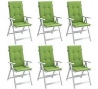 Stoelkussens 6 st hoge rug 120x50x4 cm stof gemÃªleerd groen4002429