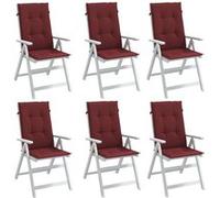vidaXL Coussins de chaise à haut dossier 6 pcs. Mélange rouge vin 120x50x4 cm Tissu
