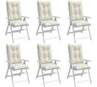 vidaXL Lot de 6 coussins de chaise dossier haut 120x50x7 cm tissu crème mélangé