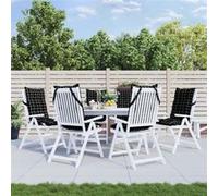 vidaXL Coussins de chaise à dossier haut – Lot de 6 motif carreaux noir, imperméables antidérapants